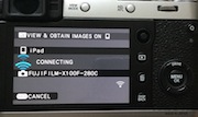 X100F WiFi Transfer screen